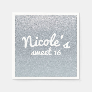 Fairy Tale Silver Glitter Sparkle Party Favor Glam Servetten