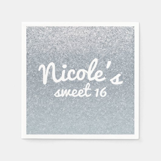 Fairy Tale Silver Glitter Sparkle Party Favor Glam Servetten (Voorkant)