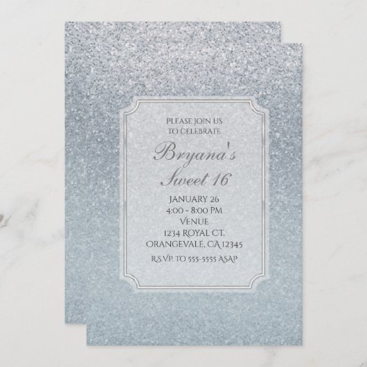 Fairy Tale Silver Glitter Sparkle Party Uitnodigin Kaart (Voorkant / Achterkant)