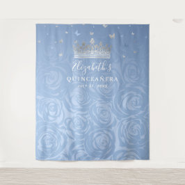 Fairy Tale Silver Light Blue Rozen Photo Backdrop Wandkleed