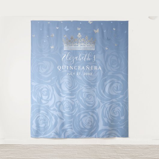 Fairy Tale Silver Light Blue Rozen Photo Backdrop Wandkleed (Voorkant)