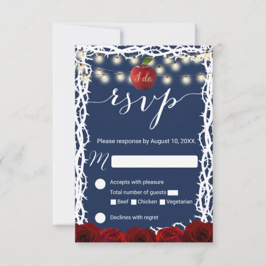 Fairy Tale Snow White Princess Navy Blue RSVP (Voorkant)