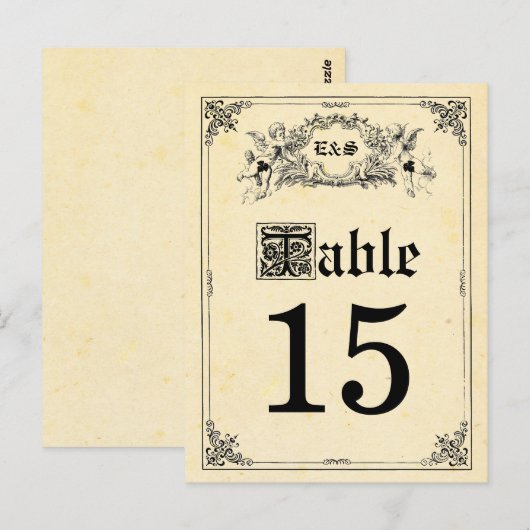 Fairy Tale Storybook Trouwtafel Nummers Briefkaart (Voorkant / Achterkant)