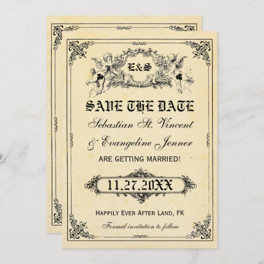 Fairy Tale Storybook Weddenschap Bespaar op datumk Save The Date (Voorkant / Achterkant)