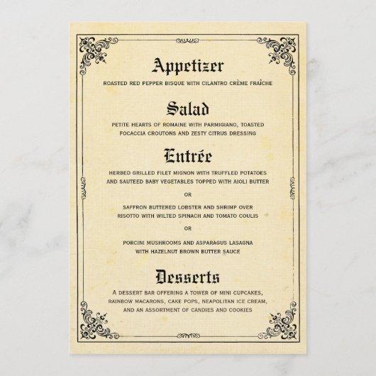 Fairy Tale Storybook Weddenschap Menu Kaarten (Achterkant)