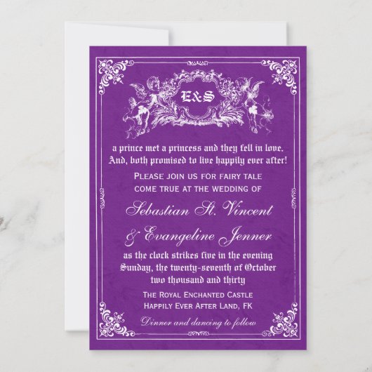 Fairy Tale Storybook Wedding Invitations Kaart (Achterkant)