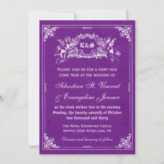 Fairy Tale Storybook Wedding Invitations Kaart (Achterkant)
