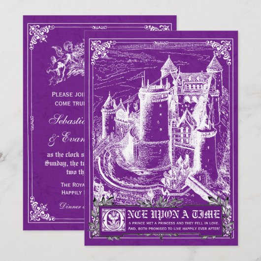 Fairy Tale Storybook Wedding Invitations Kaart (Voorkant / Achterkant)