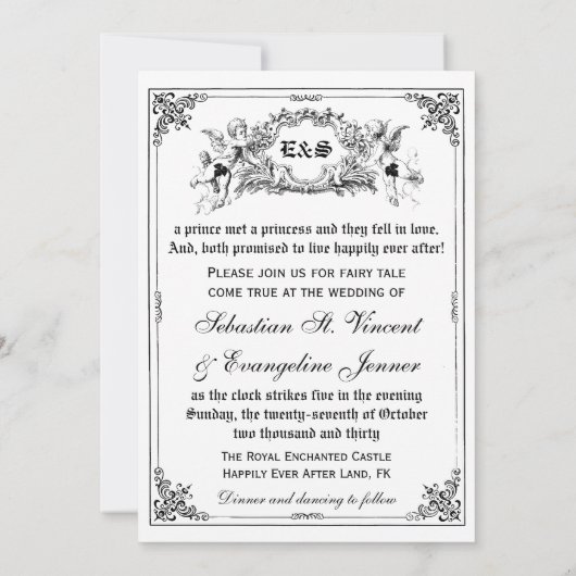 Fairy Tale Storybook Wedding Invitations Kaart (Achterkant)