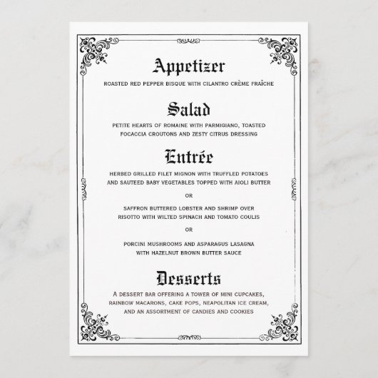 Fairy Tale Storybook Wedding Menu Kaarten (Achterkant)