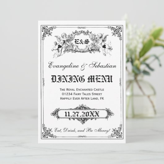 Fairy Tale Storybook Wedding Menu Kaarten (Staand voorkant)