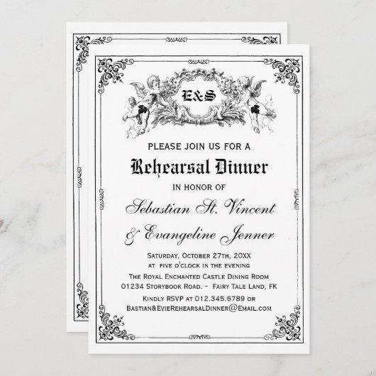 Fairy Tale Storybook Wedding Rehearsal Dinner Kaart (Voorkant / Achterkant)