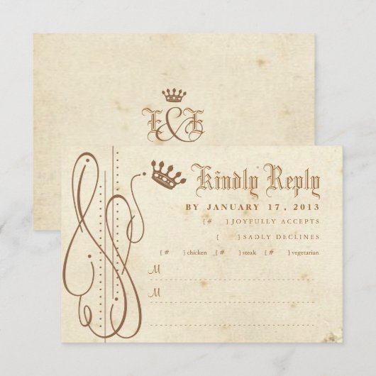Fairy Tale Swirl Wedding Invitation RSVP (Voorkant / Achterkant)