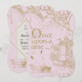 Fairy Tale Theme Castle Carriage Gold Glitter Pink Kaart (Voorkant / Achterkant)