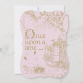 Fairy Tale Theme Castle Carriage Gold Glitter Pink Kaart (Voorkant)