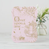 Fairy Tale Theme Castle Carriage Gold Glitter Pink Kaart (Staand voorkant)