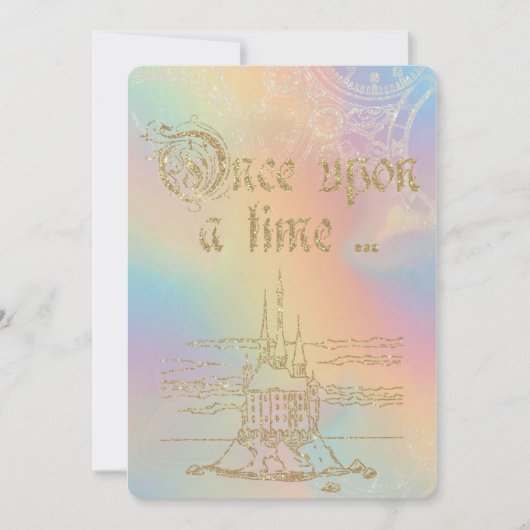 Fairy Tale Theme Gold Castle Over Rainbow Kaart (Voorkant)