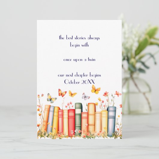 Fairy Tale Twin zwangerschapsaankondiging Kaart (Staand voorkant)