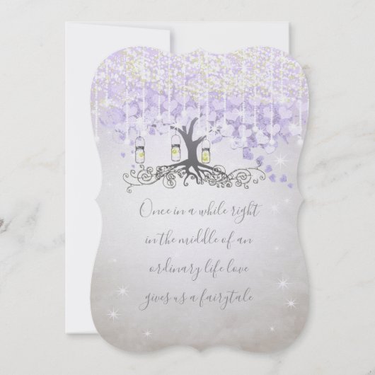Fairy Tale Ultra Violet Heart Leaf Tree Weddenscha Kaart (Achterkant)