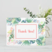 Fairy Tale voor twee flamingo tropische ventilator Bedankkaart (Staand voorkant)