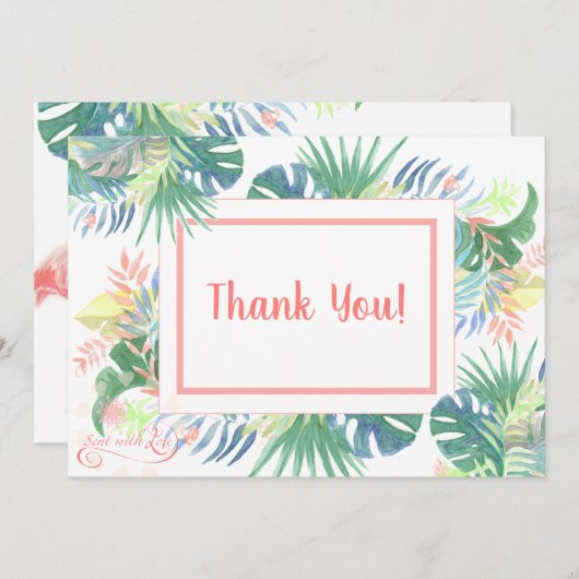 Fairy Tale voor twee flamingo tropische ventilator Bedankkaart (Voorkant / Achterkant)