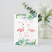 Fairy Tale voor twee flamingo tropische ventilator Briefkaart (Staand voorkant)