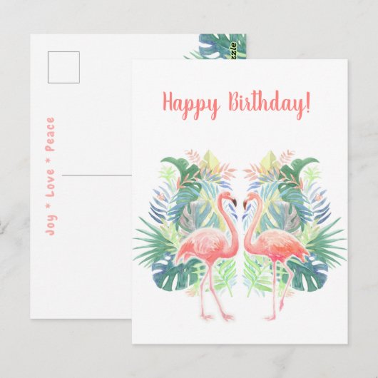 Fairy Tale voor twee flamingo tropische ventilator Briefkaart (Voorkant / Achterkant)