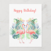 Fairy Tale voor twee flamingo tropische ventilator Briefkaart (Voorkant)