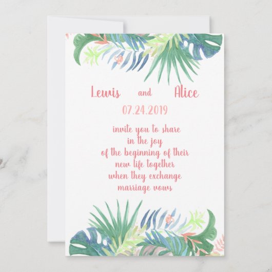 Fairy Tale voor twee flamingo tropische ventilator Kaart (Achterkant)