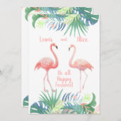 Fairy Tale voor twee flamingo tropische ventilator Kaart (Voorkant / Achterkant)