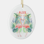 Fairy Tale voor twee flamingo tropische ventilator Keramisch Ornament (Rechts)