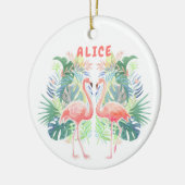 Fairy Tale voor twee flamingo tropische ventilator Keramisch Ornament (Links)