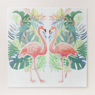 Fairy Tale voor twee flamingo tropische ventilator Legpuzzel