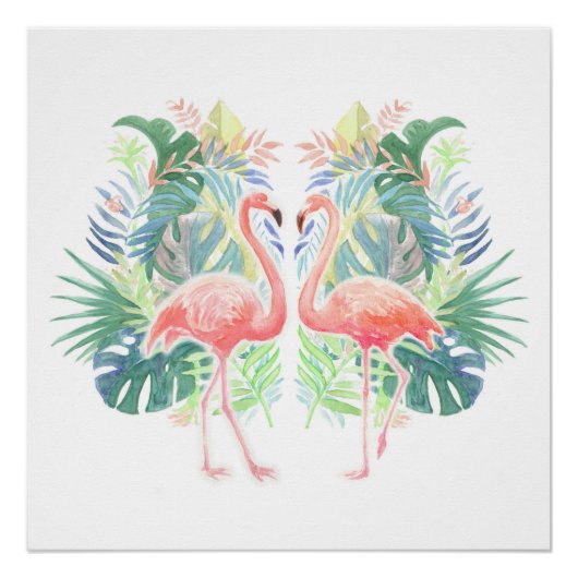 Fairy Tale voor twee flamingo tropische ventilator Perfect Poster (Voorkant)