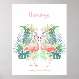 Fairy Tale voor twee flamingo tropische ventilator Poster