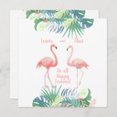 Fairy Tale voor twee flamingo tropische ventilator Save The Date (Voorkant / Achterkant)