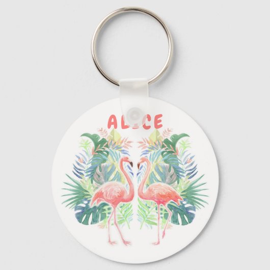 Fairy Tale voor twee flamingo tropische ventilator Sleutelhanger (Voorkant)