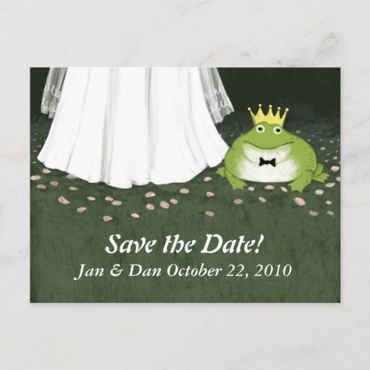 Fairy Tale Wedding Frog Prince Save the Date Funny Aankondigingskaart (Voorkant)