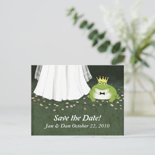 Fairy Tale Wedding Frog Prince Save the Date Funny Aankondigingskaart (Staand voorkant)