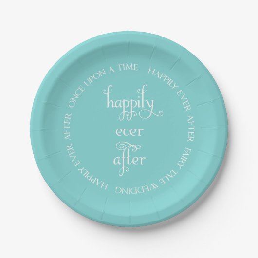 Fairy Tale Wedding Gelukkig Aqua Paper Bord (Voorkant)