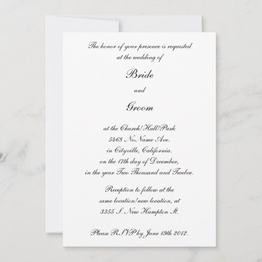 Fairy Tale Wedding Invitation - Classic Black Kaart (Achterkant)
