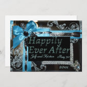 Fairy Tale Wedding - Licht blauw, zwart en zilver Kaart (Voorkant / Achterkant)