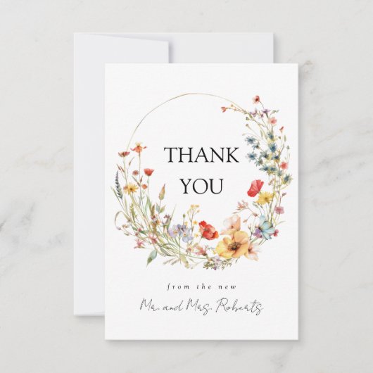 Fairy Tale Wildflower Wedding Bedankkaart (Voorkant)