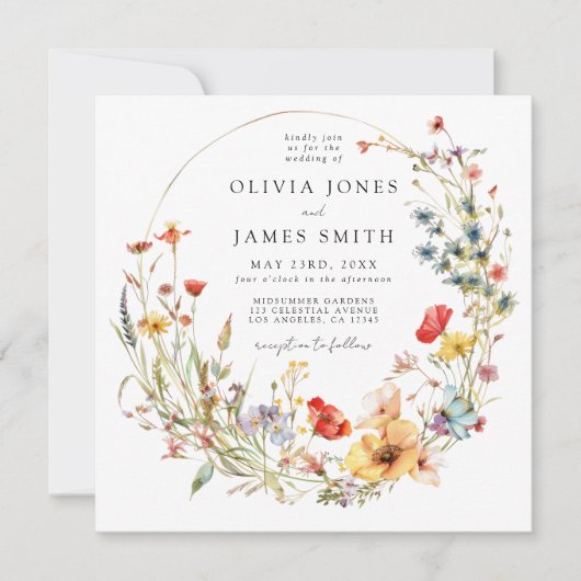 Fairy Tale Wildflower Wedding Kaart (Voorkant)