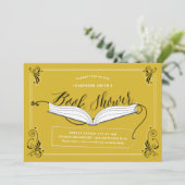 Fairy Tale Yellow Gold Baby shower Book Shower Kaart (Staand voorkant)
