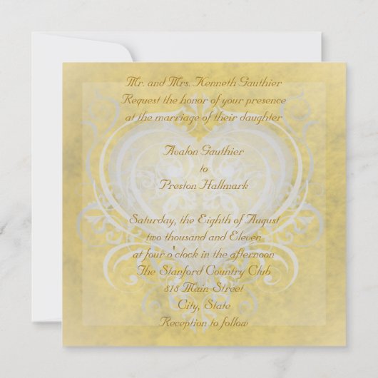 Fairy Tale Yellow Invitation Kaart (Achterkant)