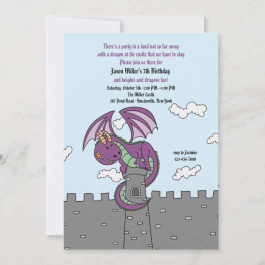 Fairy Tales Dragon Invitation Kaart (Voorkant)