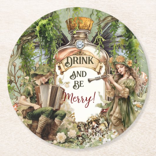 Fairy Tavern Onderzetter | Drink en wees vrolijk | (Voorkant)