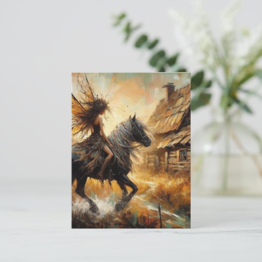 Fairy te paard briefkaart (Staand voorkant)