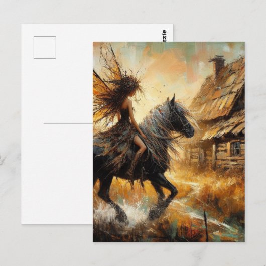 Fairy te paard briefkaart (Voorkant / Achterkant)